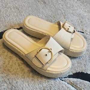 Chic Cream Buckle Sandals